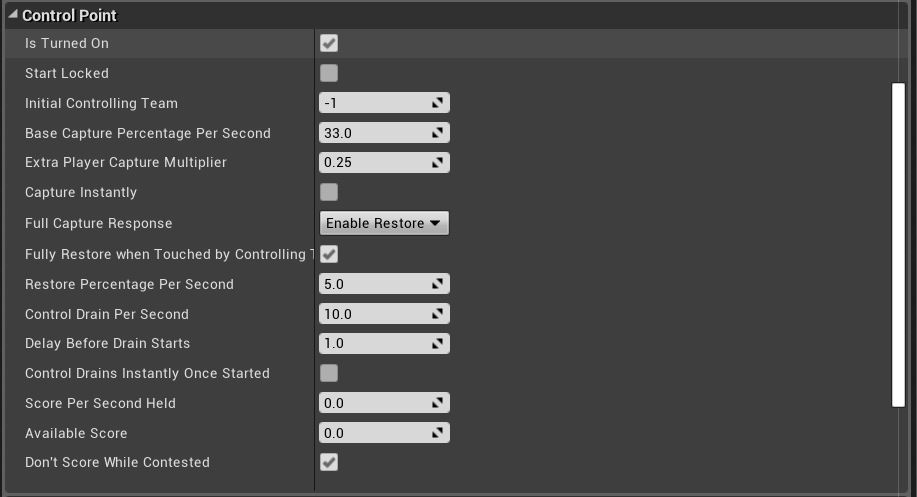 Control Point Properties
